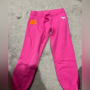 PINK Victoria's Secret Hot Pink Jogger Sweatpants with Orange '86